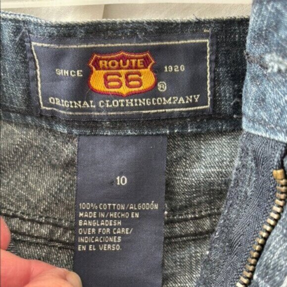 New] Route 66 (10) Cotton Blue Denim Knee-Length-Mini Zip Fly Jeans Skirt - Picture 7 of 8